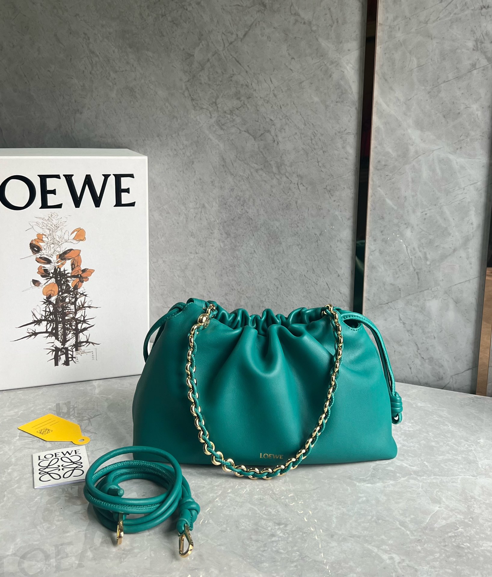 Loewe Medium Flamenco Purse in Mellow Nappa Lambskin Deep Turquoise